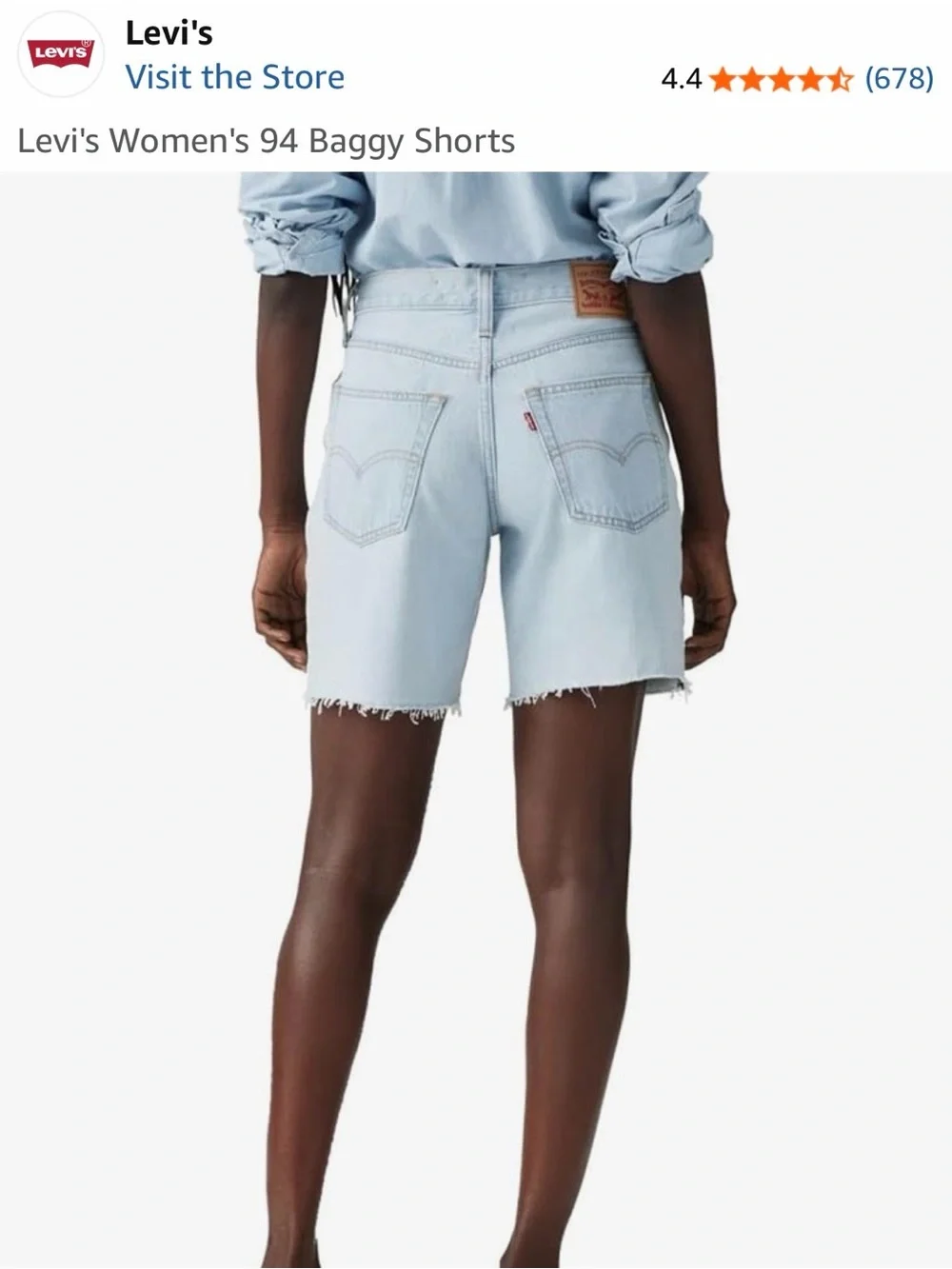 Levi's Light Blue High-Rise Baggy Denim Shorts